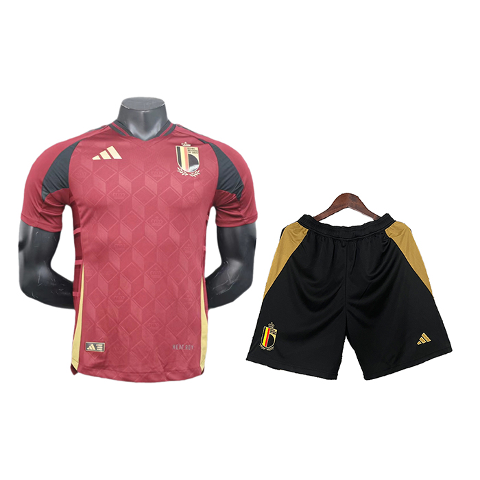 2024 Belgium Home Wine Red Jersey Kit short Sleeve (Shirt + Short) (Player Version)-1431255