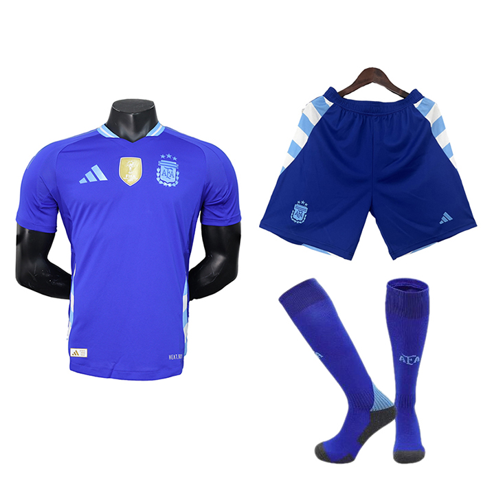 2024 Argentina Away Blue Jersey Kit short Sleeve (Shirt + Short + Socks) (Player Version)-7034395