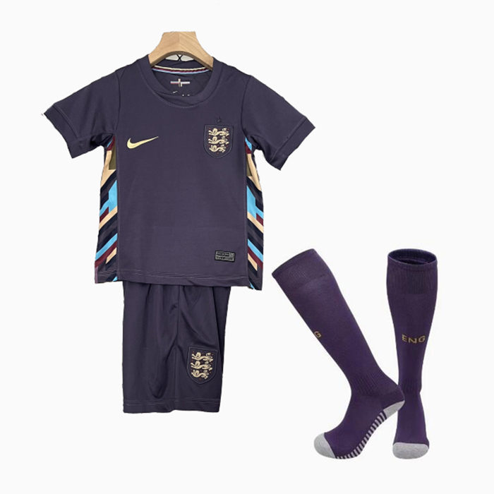 2024 Kids England Away Kids Purple Jersey Kit short sleeve (Shirt + Short + Socks)-6878641