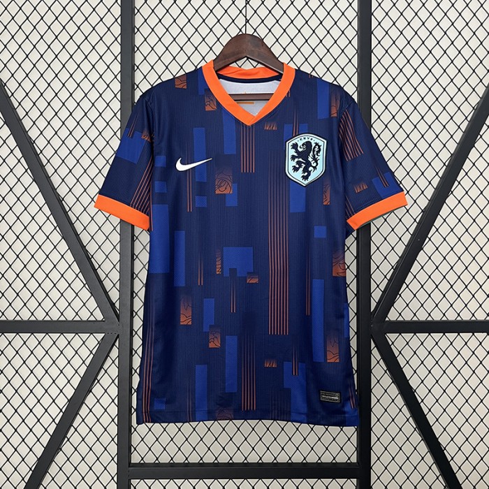 2024 Netherlands Away Navy Blue Orange Jersey Kit short sleeve-7922315