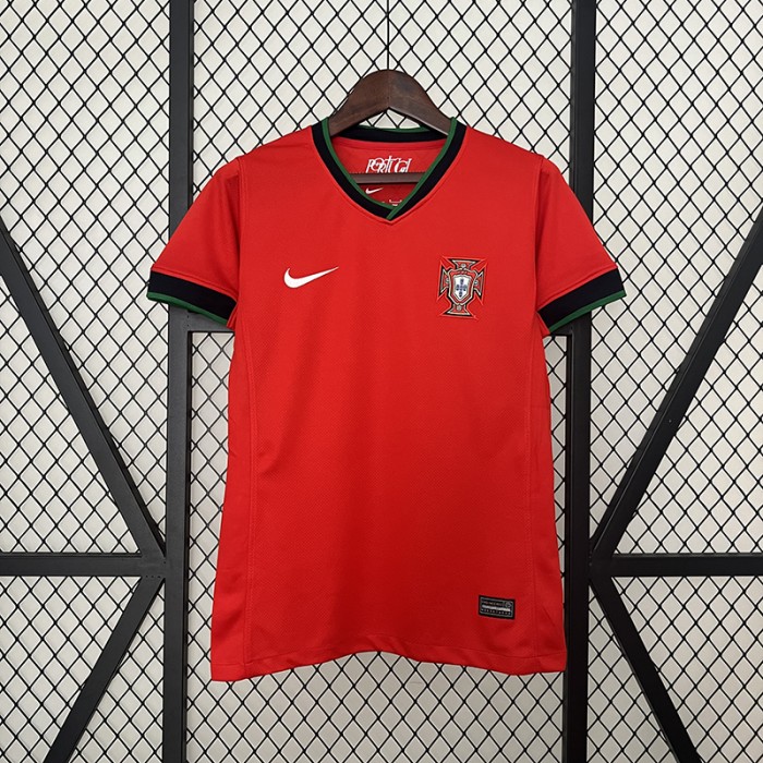 2024 Portugal Home Red Women Jersey Kit short sleeve-8306361