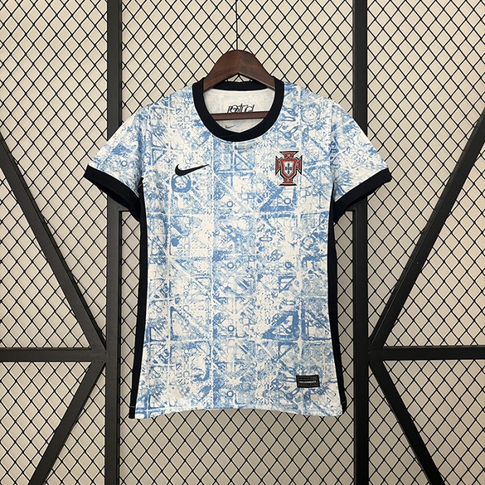 2024 Portugal Away Blue White Women Jersey Kit short sleeve-2320624