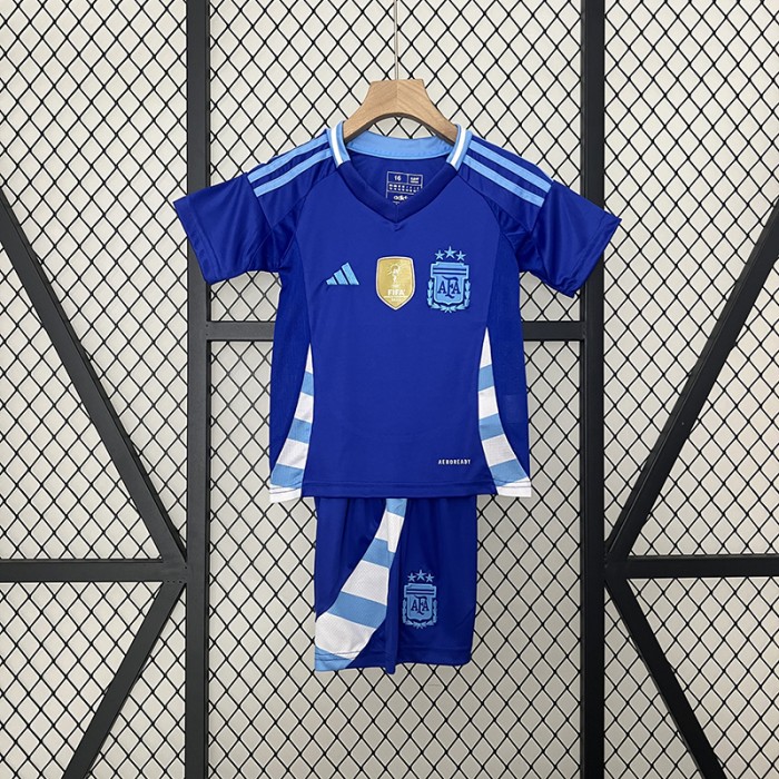2024 Kids Argentina Away Kids Blue Jersey Kit short sleeve (Shirt + Short)-5013250