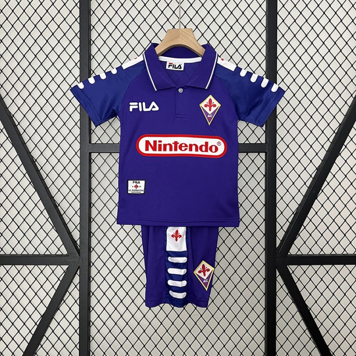 Retro 1998 Kids Fiorentina Home Purple Kids Jersey Kit short sleeve (Shirt + Short)-7919263