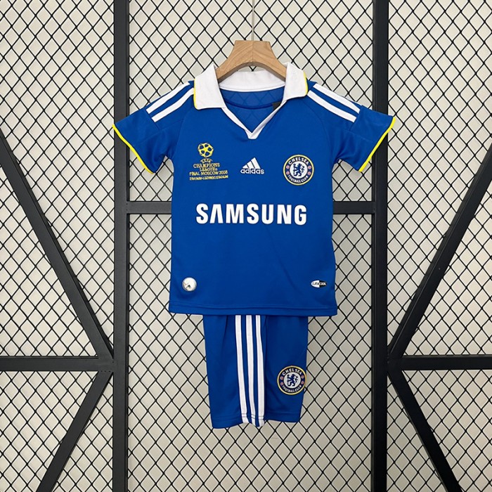 Retro 08/09 Kids Chelsea Champions League Home Game Blue Kids Jersey Kit short sleeve (Shirt + Short)-8016797