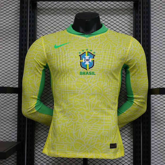 2024 Brazil Home Yellow Jersey Kit Long sleeve (Player Version)-5062612