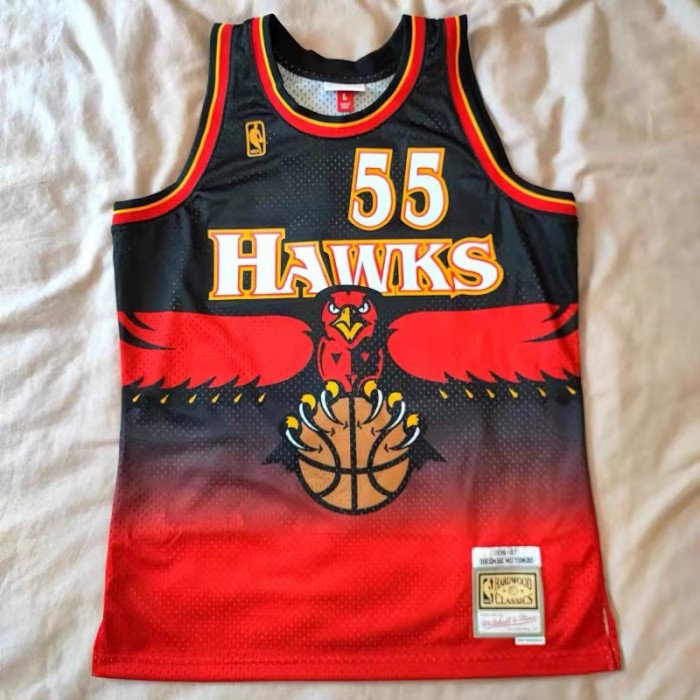 Atlanta Hawks 55# Mutombo Red Black NBA Jersey-4490834
