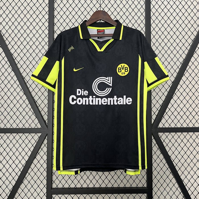 Retro 96/97 Borussia Dortmund Away Black Green Jersey Version Short Sleeve-6005907