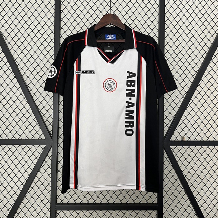 Retro 98/99 Ajax Away White Black Jersey Version Short Sleeve-6049400