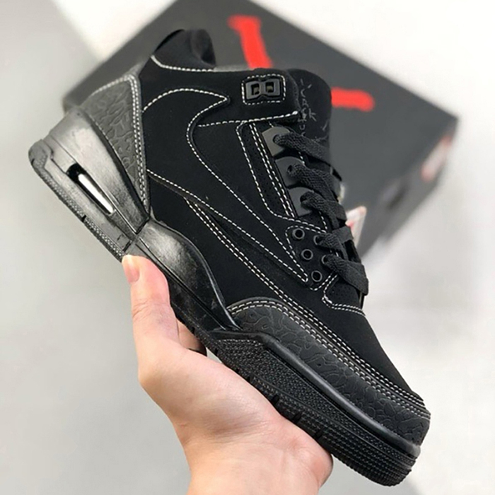 Air Jordan 3 x Travis Scott Cactus Jack Master Running Shoes-All Black-248412