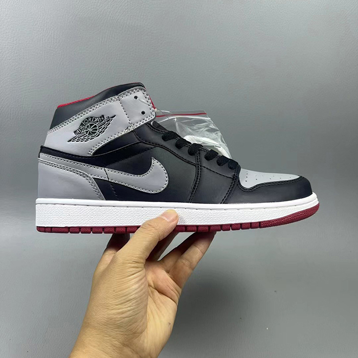Air Jordan 1 Mid Bred Shadow High Running Shoes-Black/Gray-393306