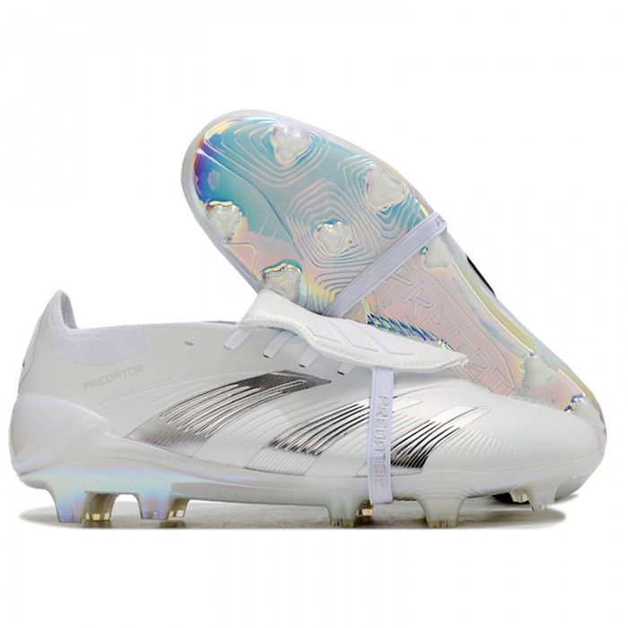 Predator 24 Pro Firm Ground Soccer Cleats Soccer Shoes-White/Silver-9659961