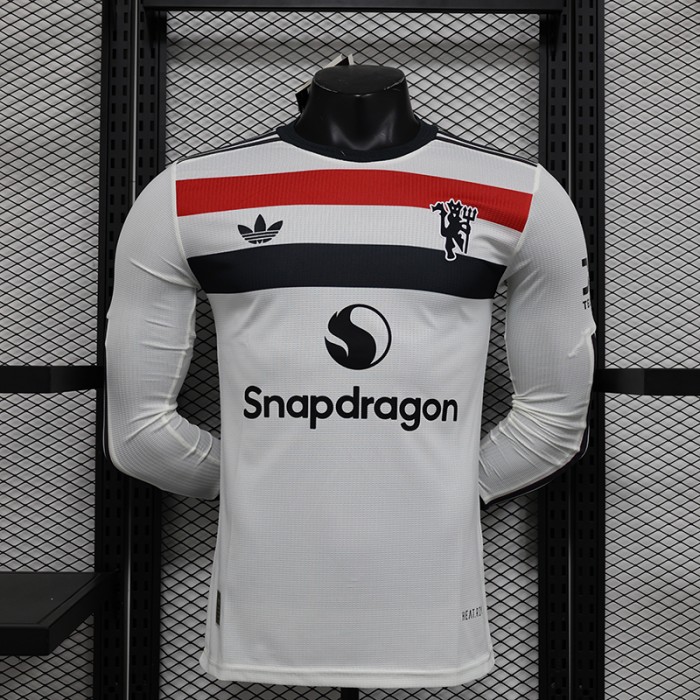 24/25 Manchester United M-U Second Away White Jersey Kit Long sleeve (Player Version)-6655509