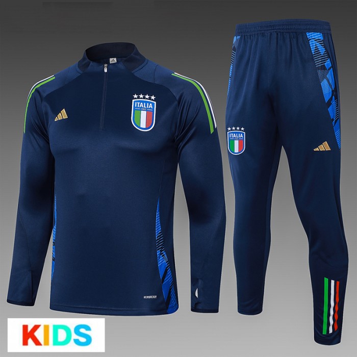 2024 Kids Italy Navy Blue Kids Edition Classic Jacket Training Suit (Top+Pant)-7135386