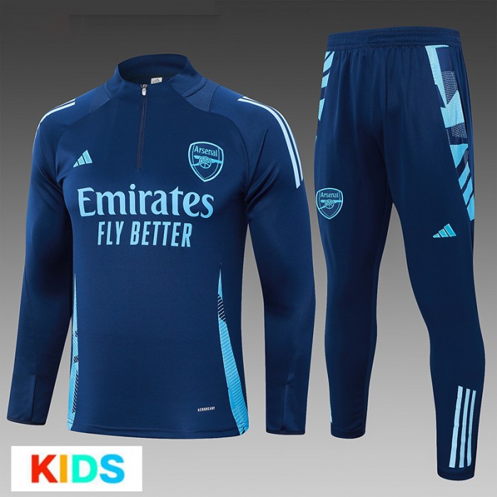 24/25 Kids Arsenal Navy Blue Kids Edition Classic Jacket Training Suit (Top+Pant)-1843113