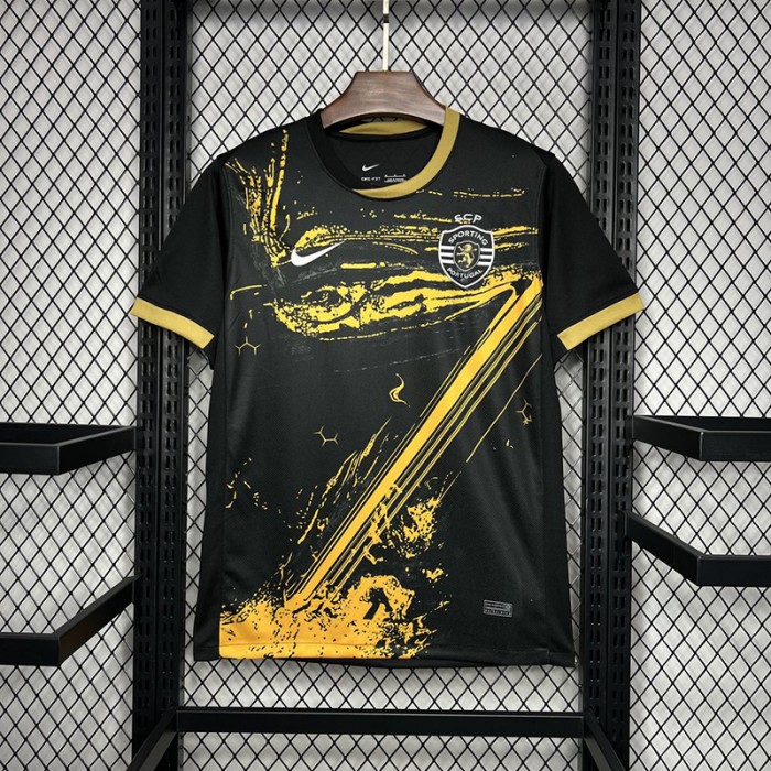 24/25 Lisbon Second Away Black Yellow Jersey Kit short sleeve-4802112