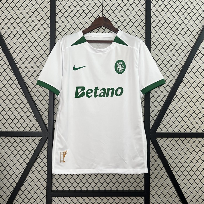 24/25 Sporting Lisbon Away White Green Jersey Kit short sleeve-9195262