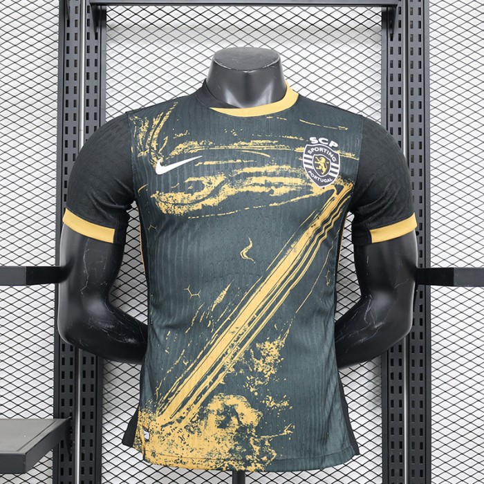 24/25 Lisbon Second Away Black Yellow Jersey Kit short sleeve (Player Version)-2114107