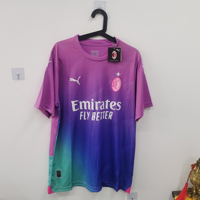 STOCK CLEARANCE [SIZE XL] 23/24 AC Milan Third Away Purple Blue Jersey Kit short sleeve-4318454