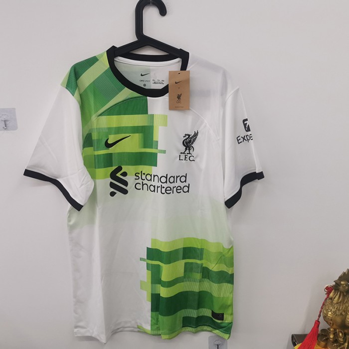 STOCK CLEARANCE [SIZE XXL] 23/24 Liverpool Away White Green Jersey Kit short sleeve-8437255