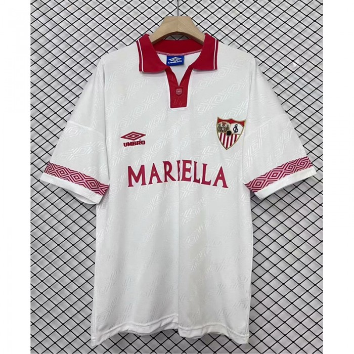 Retro 94/96 Sevilla Home White Red Jersey Version Short Sleeve-7815754