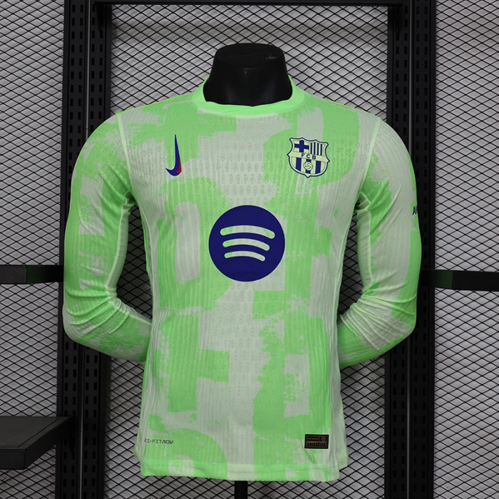 24/25 Barcelona Third Away Green White Jersey Kit Long sleeve (Player Version)-314767