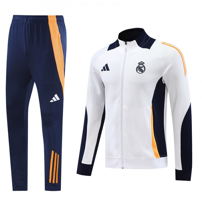 24/25 Real Madrid White Navy Blue Edition Classic Jacket Training Suit (Top+Pant)-9835319