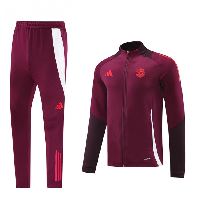 24/25 Bayern Munich Wine Red Edition Classic Jacket Training Suit (Top+Pant)-1485826