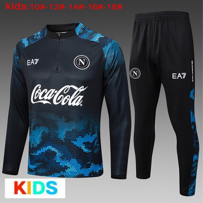 24/25 Kids Napoli Black Blue Edition Classic Jacket Training Suit (Top+Pant)-8698075