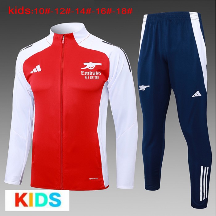 24/25 Kids Arsenal Red White Edition Classic Jacket Training Suit (Top+Pant)-2665078