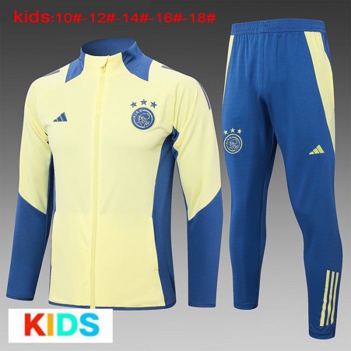 24/25 Kids Ajax Yellow Blue Edition Classic Jacket Training Suit (Top+Pant)-6800686