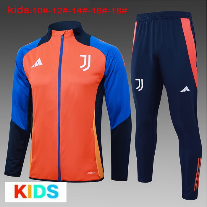 24/25 Kids Juventus Orange Blue Edition Classic Jacket Training Suit (Top+Pant)-5327315