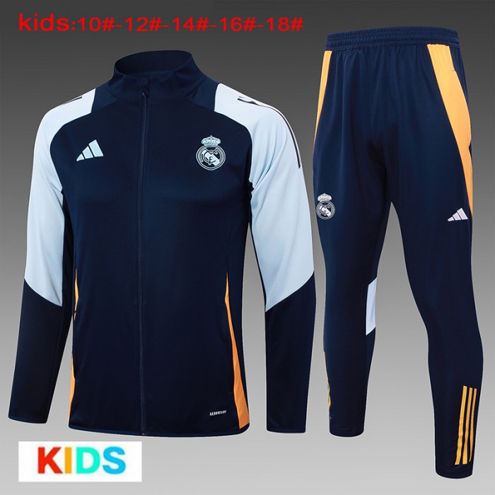 24/25 Kids Real Madrid Navy Blue Edition Classic Jacket Training Suit (Top+Pant)-7333178
