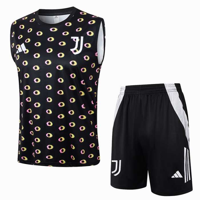 24/25 Juventus Black Training jersey Kit Sleeveless Vest (Vest + Short)-6856546