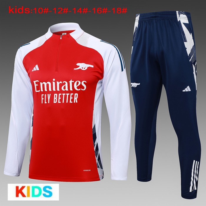 24/25 Kids Arsenal Red White Edition Classic Jacket Training Suit (Top+Pant)-8646066