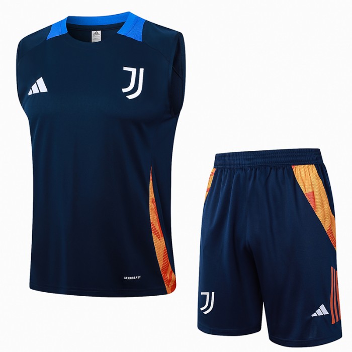 24/25 Juventus Navy Blue Training jersey Kit Sleeveless Vest (Vest + Short)-9213137