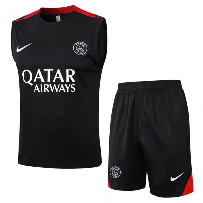 24/25 Paris Saint-Germain PSG Black Training jersey Kit Sleeveless Vest (Vest + Short)-9721641
