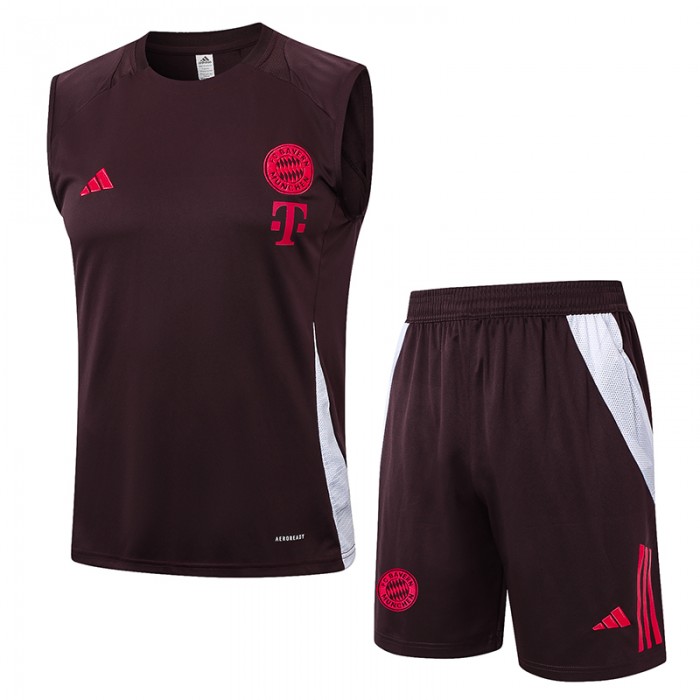 24/25 Bayern Munich Wine Red Training jersey Kit Sleeveless Vest (Vest + Short)-2628523