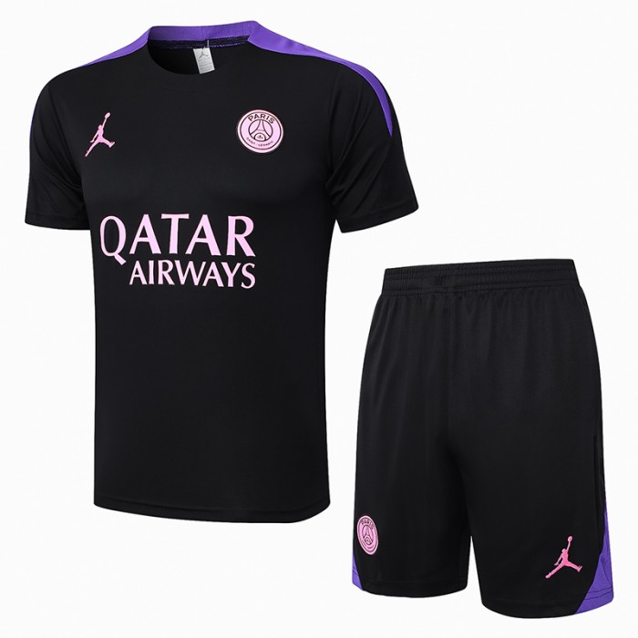24/25 Paris Saint-Germain PSG Training Black Jersey Kit short Sleeve (Shirt + Short)-4879881