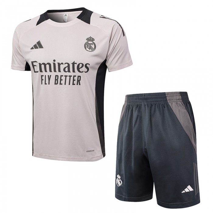 24/25 Real Madrid Training Khkai Gray Jersey Kit short Sleeve (Shirt + Short)-4736408