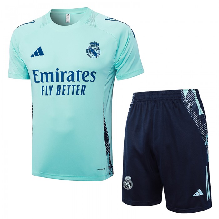 24/25 Real Madrid Training Light Green Jersey Kit short Sleeve (Shirt + Short)-9381363