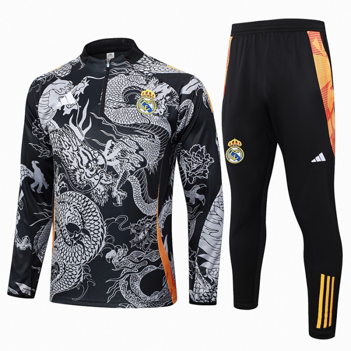 24/25 Real Madrid Black Gray Edition Classic Jacket Training Suit (Top+Pant)-8471729