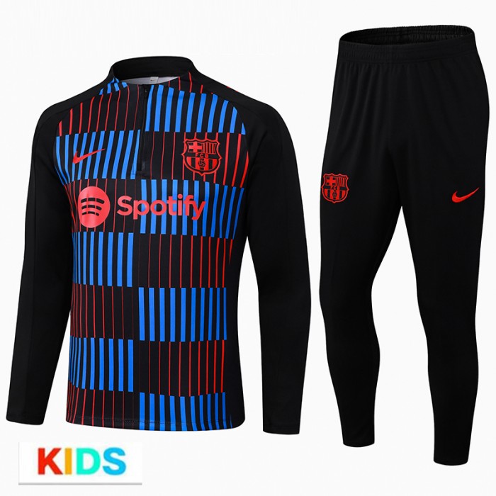 24/25 Kids Barcelona Black Blue Red Edition Classic Jacket Training Suit (Top+Pant)-9258605