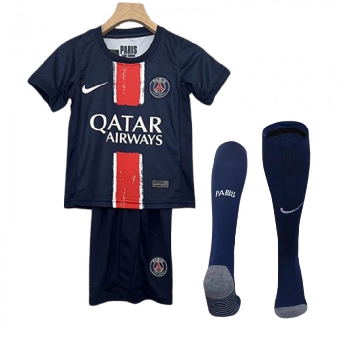 24/25 Kids Paris Saint-Germain PSG Home Kids Navy Blue Red Jersey Kit short sleeve (Shirt + Short +Socks)-252468