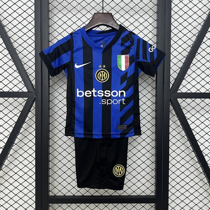 24/25 Kids Inter Milan Home Blue Black Kids Jersey Kit short sleeve (Shirt + Short)-2526215