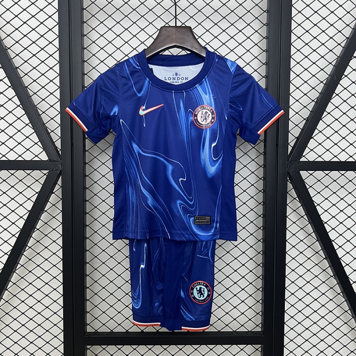 24/25 Kids Chelsea Home Navy Blue Kids Jersey Kit short sleeve (Shirt + Short)-1294162