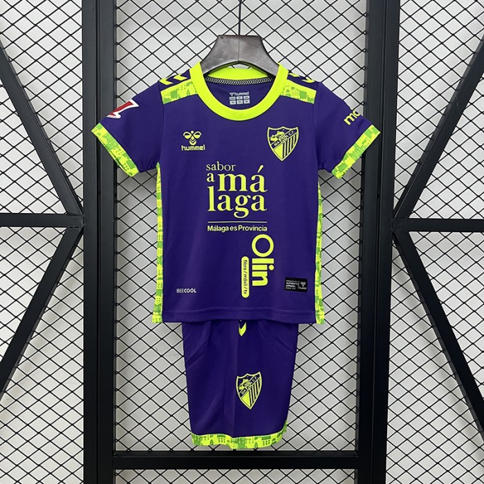 24/25 Kids Málaga Away Purple Green Kids Jersey Kit short sleeve (Shirt + Short)-2381488