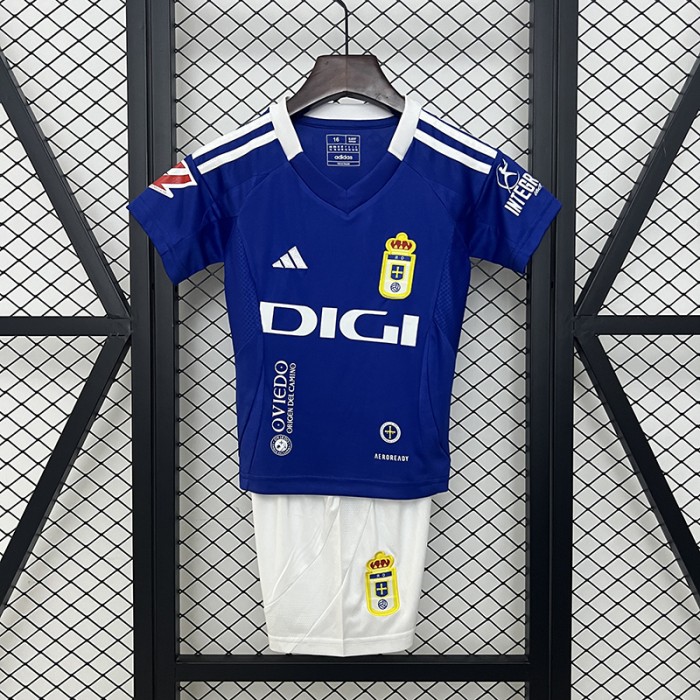 24/25 Kids Real Oviedo Home Blue Kids Jersey Kit short sleeve (Shirt + Short)-7192563