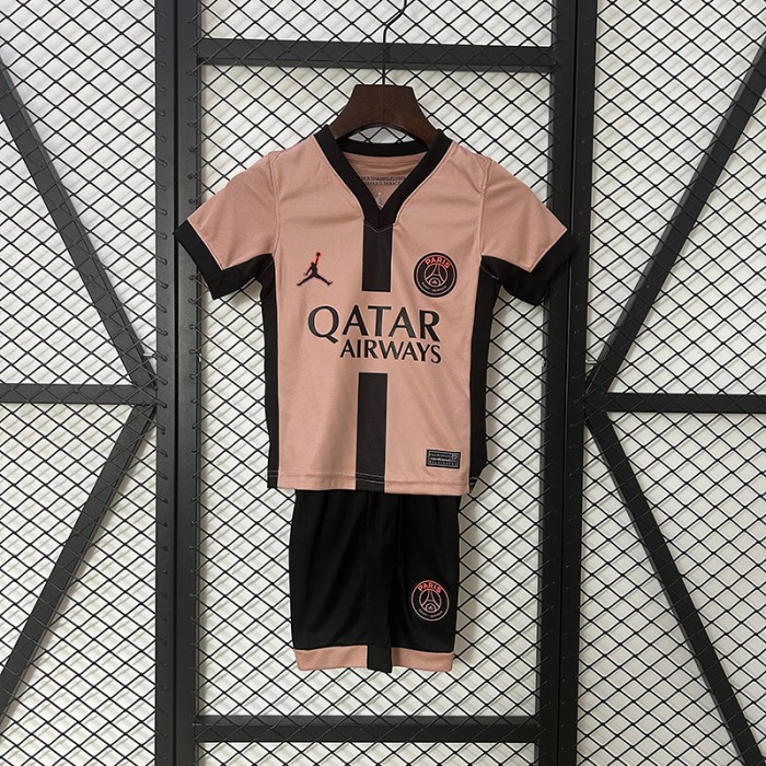 24/25 Kids Paris Saint-Germain PSG Third Away Khaki Black Kids Jersey Kit short sleeve (Shirt + Short)-6442925