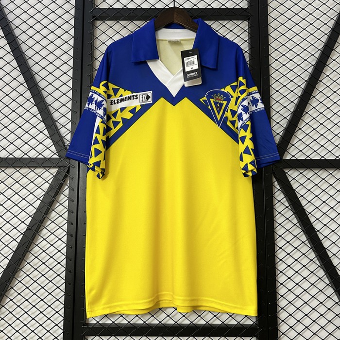 Retro 91/92 Cadiz Home Yellow Blue Jersey Kit Short Sleeve-3179834